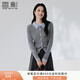 香影學(xué)院風(fēng)miu系灰色針織開(kāi)衫女2025秋季新款絞花翻領(lǐng)假兩件毛衣 淺灰 M 160/84A/95-110斤