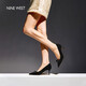 NINE WEST/玖熙高跟鞋反絨細(xì)跟蝴蝶結(jié)淺口通勤單鞋 NH350066SK 黑色36