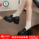 啄木鳥(niǎo)高跟樂(lè )福鞋女2025春秋新款日系jk配裙子增高小皮鞋英倫風(fēng)單鞋女 黑色 37 (235mm) (建議拍小一碼）