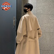 NEW OR MODE韓系長(cháng)款西裝領(lǐng)毛呢大衣男秋冬季新款百搭雙排扣高級感寬松大衣男 卡其色 XL
