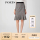 PORTS寶姿春夏新品女裝格子優(yōu)雅包臀裙魚(yú)尾半身裙LM8S005NFF029 黑色格子 XS (2)