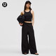 lululemon丨Crinkle Nylon 女士褶皺尼龍寬松款工裝褲 LW5HUQA 黑色 S