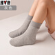 雅鹿中醫養生防寒純棉花襪子女士睡覺(jué)棉襪冬季加厚棉花襪套老年睡眠厚 灰色-束口 均碼 39碼-40碼
