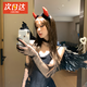 句可天使翅膀背飾成人毛cos服裝扮道具配飾發(fā)飾品黑色惡魔翅膀套裝 惡魔三件套(發(fā)箍+手棒+翅膀）