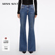 MISS SIXTY2025秋季新款牛仔褲女復古修身顯瘦微喇叭褲休閑通勤 深藍短版 25