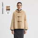 朗姿高級感保暖呢子大衣羊毛駝絨呢大衣外套女冬新款毛呢外套 淺米色 L