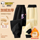 史努比（SNOOPY）童裝兒童羊胎絨褲子女童加厚保暖衛褲 黑/蝴蝶字母努比 130