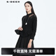 sdeer圣迪奧春季女裝時(shí)尚百搭暗扣長(cháng)袖碎花襯衫領(lǐng)通勤雪紡繡花拼接高腰黑色襯衫女S20180517 黑色 M/165
