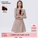 LIME FLARE【尖貨補單】萊茵福萊爾2024春季新款小香風(fēng)粗花呢連衣裙法式設計 灰粉色 S