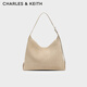 CHARLES&KEITH25冬新品時(shí)尚絨面大容量斜挎托特包新年禮物送女友CK2-40782736-1 Nutmeg Beige豆蔻米 L