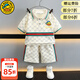 G.duck小黃鴨童裝男童夏季套裝中小童Polo衫短袖薄款夏裝兒童衣服男孩褲 米色 90 尺碼1~2歲【 80-90cm】