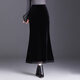 金絲絨半身裙女冬季時(shí)尚新款長(cháng)款魚(yú)尾裙裙子氣質(zhì)包臀長(cháng)裙顯瘦半裙 黑色 M 20