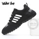 Walker Shop品牌男鞋增高運動(dòng)鞋男大碼防滑跑步鞋情侶鞋網(wǎng)面男士休閑鞋 黑色皮面 42 【運動(dòng)鞋碼】