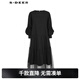 S.DEER圣迪奧女裝優(yōu)雅圓領(lǐng)壓褶網(wǎng)紗不規則連衣裙S241Z12D7 黑色/91 S/160