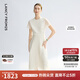 朗姿【蘭亭敘】真絲提花長(cháng)裙氣質(zhì)設計2025年夏季新款高級感連衣裙 米白色 M