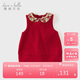 戴維貝拉【商場(chǎng)同款】?jì)和承娜骨镅b女童連衣裙紅色裙子