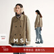 MSLAN中古夾克 仿麂皮絨復古雙排扣短皮衣25冬季大廓形落肩風(fēng)衣外套 枯綠色 S
