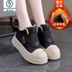 啄木鳥(niǎo)網(wǎng)紅輕便加絨保暖高幫棉靴女2025冬季防滑厚底運動(dòng)休閑雪地棉鞋34 黑色 36