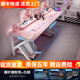 幻繪（HUANHUI）雙人電腦桌臺式家用情侶電競工作臺并排加長(cháng)書(shū)桌臥室簡(jiǎn)約兩米辦公 粉色200雙人位機甲款 送主機拖*2（可裝機械臂） 默認1