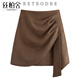 絲柏舍純色高腰A字裙女2026春裝新款時(shí)尚修身顯瘦短款半身裙