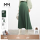 麥檬商場(chǎng)同款MM麥檬春新款通勤簡(jiǎn)約顯瘦百褶a字半身裙女5D8242701 森林綠 S