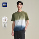 海瀾之家（HLA）短袖T恤男時(shí)尚漸變圓領(lǐng)純棉短袖男HNTBJ2J026A 軍綠漸變26 L 175/92A 推薦137~150斤