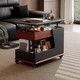 可移動(dòng)茶幾升降邊幾客廳巖板沙發(fā)邊柜高級感小推車(chē)茶幾帶輪置物架 1024【黑+胡桃色】可移動(dòng)小推車(chē)