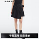 S.DEER圣迪奧通勤女裝青春休閑腰帶斜擺A字百褶裙S21181301 黑色/91 L 170