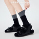 上森派系堆堆襪黑色miu系襪子中筒襪女襪秋冬配勃肯鞋皮鞋小腿襪