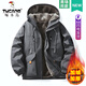 啄木鳥(niǎo)加絨加厚棉服外套男秋冬季2025新款男士棉衣襖休閑防寒羽面包絨服 09灰色加絨 (保暖不臃腫) XL (建議140-160斤)