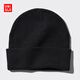 優(yōu)衣庫男裝女裝HEATTECH針織帽子/保暖毛線(xiàn)帽帽子474026 09 黑色 均碼(22 cm)