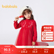 巴拉巴拉（BALABALA）兒童連衣裙女童裙子新年網(wǎng)紗公主裙拜年服 中國紅60611 120 cm