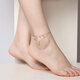 俏物俏女奧地利人工水晶腳鏈雙層設計感流蘇水滴足飾腳踝鏈生日禮物送女友 彩白色