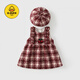G.duck女童連衣裙秋冬裝2025新款公主百搭背心裙洋氣加絨女寶寶裙子冬季 紅色背心裙+帽子 110 尺碼110建議身高100-110cm