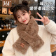 361°韓版冬季保暖圍巾女仿兔毛交叉圍脖可愛(ài)保暖加厚百搭護頸防風(fēng)圍巾 咖啡棕【仿兔毛加絨加厚】
