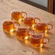 雅集茶具耐熱透明玻璃杯家用辦公室品茶杯曉茶杯水杯100ml琥珀把6個(gè)裝