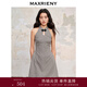 MAXRIENY中式宮廷復古風(fēng)千鳥(niǎo)格掛脖連衣裙無(wú)袖娃娃A擺裙子 黑白格紋 S 01