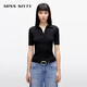 MISS SIXTY2025春季新款短袖針織衫女Polo領(lǐng)短袖短款簡(jiǎn)約氣質(zhì)上衣 黑色 M