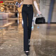 啄木鳥(niǎo)微喇褲女2025新款薄款褲子春秋冬夏西裝褲高腰顯瘦女褲女士喇叭褲 黑色長(cháng)褲 XL 建議116-125斤
