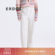 ERDOS 春夏圓機松緊腰羊毛混紡直筒褲挺括寬松女休閑褲褲子 白 M