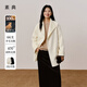 素典（WHIteALLUSION）復古立領(lǐng)雙面呢子大衣2025秋冬新款氣質(zhì)收腰毛呢外套中長(cháng)款5662 雅白色 M
