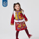 年衣童裝中式馬褂套裝冬季新款女童演出服盛世躍馬中式馬褂套裝拜年服 年衣紅 120