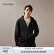 Calvin KleinJeans秋冬男士休閑運動(dòng)簡(jiǎn)約ck印花寬松抓絨拉鏈開(kāi)衫外套連帽衛衣 BEH-太空黑 M
