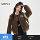 三福（SANFU）厚外套2025冬季學(xué)院風(fēng)圓標刺繡夾棉棒球服上衣女裝513349 咖啡色 S