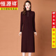 恒源祥品牌秋冬新款純色羊毛連衣裙女士羊毛裙中長(cháng)款百搭寬松遮肚針織裙 酒紅 XL 【建議120-129斤】