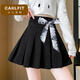 卡兒菲特女童裙子燈芯絨百搭洋氣百褶裙秋冬兒童短裙女孩裙子 黑色 140