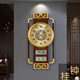 康巴絲（Compas）新中式掛鐘靜音鐘表家用鐘飾高檔客廳裝飾萬(wàn)年歷時(shí)鐘表掛墻石英鐘 雙顯示屏-貝殼表盤(pán)-靜音機芯
