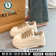 啄木鳥(niǎo)松糕厚底板鞋女秋冬季2025新款輕便百搭小白鞋子增高休閑運動(dòng)鞋女 卡其色 37 (235mm)
