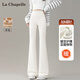 拉夏貝爾女士加絨羊毛微喇褲2025新款高腰休閑不貼腿喇叭褲子 米白色 S