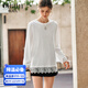Olrain歐芮兒法式白色T恤女春季2025新款設計感拼接蕾絲上衣 白色 M